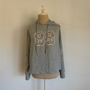 Cali Sport Graphic Hoodie Gray Leopard 89 Drawstring M
